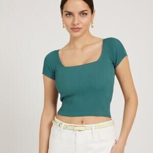 Guess Marlene cropped sweater top ribbed size large